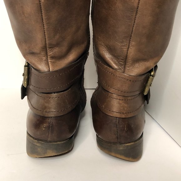 Nine West "Vashiza" Leather Riding Knee Tall MOTO Boot Quiet Luxury Country - Picture 5 of 16